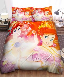 Disney Princess Ariel In Luxury Pink Dress Bed Sheet Spread Comforter Duvet Cover Bedding Sets