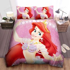 Disney Princess Ariel In Pearl Jewelries Bed Sheet Spread Comforter Duvet Cover Bedding Sets