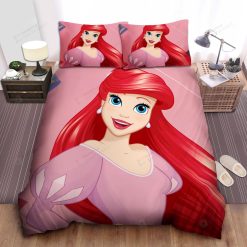 Disney Princess Ariel In Pink Background Bed Sheet Spread Comforter Duvet Cover Bedding Sets