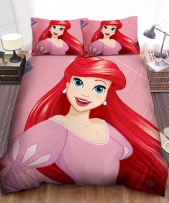 Disney Princess Ariel In Pink Background Bed Sheet Spread Comforter Duvet Cover Bedding Sets