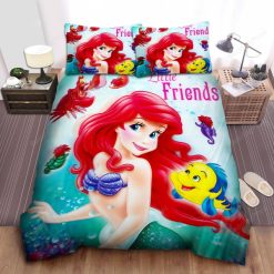 Disney Princess Ariel Playing With Her Friends Bed Sheet Duvet Cover Bedding Sets