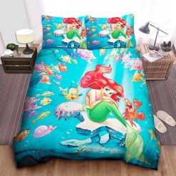 Disney Princess Ariel Singing With Fishes And Her Friends Bed Sheet Duvet Cover Bedding Sets