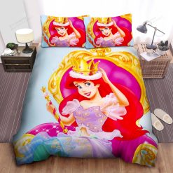 Disney Princess Ariel Sitting On The Throne With Her Crown Bed Sheet Spread Comforter Duvet Cover Bedding Sets