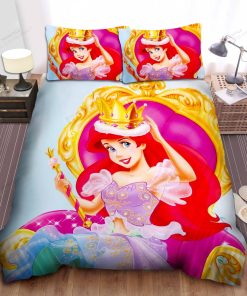 Disney Princess Ariel Sitting On The Throne With Her Crown Bed Sheet Spread Comforter Duvet Cover Bedding Sets
