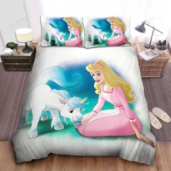 Disney Princess Aurora And The Unicorn Bed Sheet Spread Comforter Duvet Cover Bedding Sets