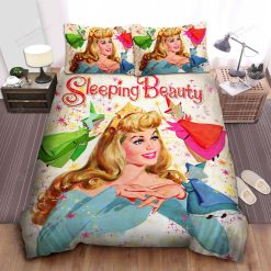 Disney Princess Aurora And Three Good Fairies In Vintage Style Bed Sheet Spread Comforter Duvet Cover Bedding Sets