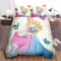 Disney Princess Aurora In Blended Color Dress Bed Sheet Duvet Cover Bedding Sets