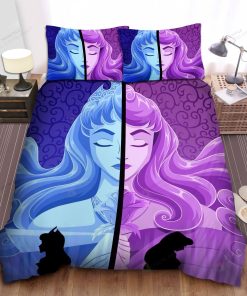 Disney Princess Aurora Transformation Illustration Bed Sheet Spread Comforter Duvet Cover Bedding Sets