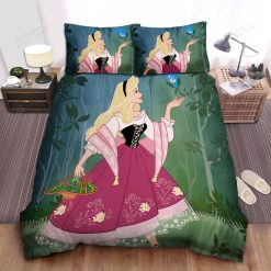 Disney Princess Aurora With A Blue Bird In The Forest Bed Sheet Spread Comforter Duvet Cover Bedding Sets