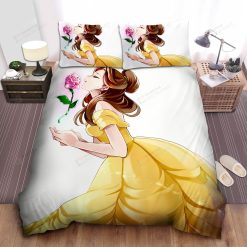 Disney Princess Belle & Enchanted Rose Drawing Bed Sheet Spread Comforter Duvet Cover Bedding Sets