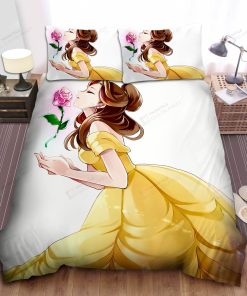 Disney Princess Belle & Enchanted Rose Drawing Bed Sheet Spread Comforter Duvet Cover Bedding Sets
