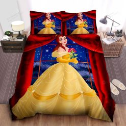 Disney Princess Belle & The Enchanted Rose Bed Sheet Duvet Cover Bedding Sets