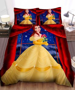 Disney Princess Belle & The Enchanted Rose Bed Sheet Duvet Cover Bedding Sets