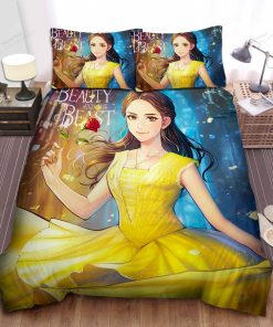 Disney Princess Belle Anime Style Art Bed Sheet Spread Comforter Duvet Cover Bedding Sets
