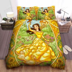 Disney Princess Belle In Beautiful Yellow Dress Bed Sheet Spread Comforter Duvet Cover Bedding Sets