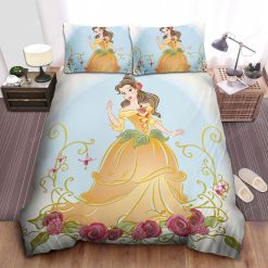 Disney Princess Belle In Leaf Dress And Flowers Bed Sheet Duvet Cover Bedding Sets