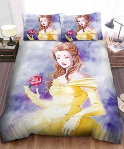 Disney Princess Belle Watercolor Art Bed Sheet Spread Comforter Duvet Cover Bedding Sets