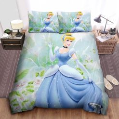 Disney Princess Cinderella & Flowers Vintage Art Bed Sheet Duvet Cover Bedding Sets