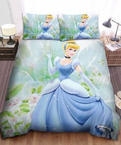 Disney Princess Cinderella & Flowers Vintage Art Bed Sheet Duvet Cover Bedding Sets