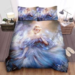 Disney Princess Cinderella Among Butterflies Illustration Bed Sheet Spread Comforter Duvet Cover Bedding Sets