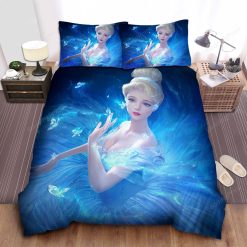 Disney Princess Cinderella And Butterflies In 3d Art Bed Sheet Duvet Cover Bedding Sets
