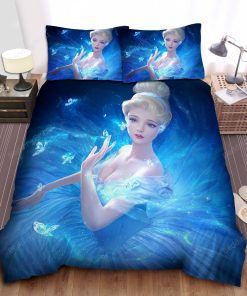 Disney Princess Cinderella And Butterflies In 3d Art Bed Sheet Duvet Cover Bedding Sets