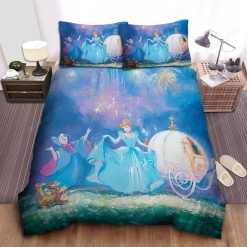 Disney Princess Cinderella And The Fairy Godmother Magic Painting Bed Sheet Duvet Cover Bedding Sets
