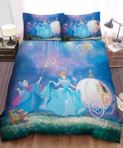 Disney Princess Cinderella And The Fairy Godmother Magic Painting Bed Sheet Duvet Cover Bedding Sets