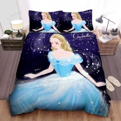 Disney Princess Cinderella Beautiful Drawing Bed Sheet Spread Comforter Duvet Cover Bedding Sets