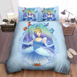 Disney Princess Cinderella In Gorgeous Dress Painting Bed Sheet Spread Comforter Duvet Cover Bedding Sets