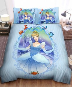 Disney Princess Cinderella In Gorgeous Dress Painting Bed Sheet Spread Comforter Duvet Cover Bedding Sets