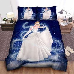 Disney Princess Cinderella In Sparkle White Dress Bed Sheet Duvet Cover Bedding Sets
