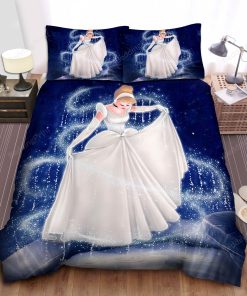 Disney Princess Cinderella In Sparkle White Dress Bed Sheet Duvet Cover Bedding Sets
