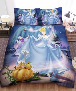 Disney Princess Cinderella With Fairy Godmother & The Pumpkin Bed Sheet Duvet Cover Bedding Sets