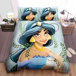 Disney Princess Jasmine And A Bird Digital Drawing Bed Sheets Spread Comforter Duvet Cover Bedding Sets