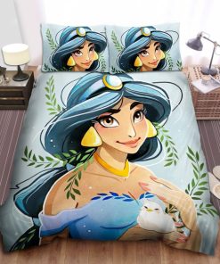 Disney Princess Jasmine And A Bird Digital Drawing Bed Sheets Spread Comforter Duvet Cover Bedding Sets