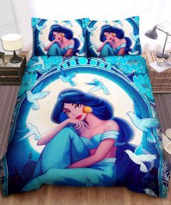 Disney Princess Jasmine And Blue Birds Under The Moon Light Bed Sheets Spread Comforter Duvet Cover Bedding Sets