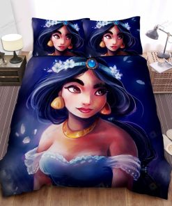 Disney Princess Jasmine And Flowers Painting Bed Sheets Spread Comforter Duvet Cover Bedding Sets