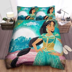 Disney Princess Jasmine And The City Illustration Bed Sheets Spread Comforter Duvet Cover Bedding Sets