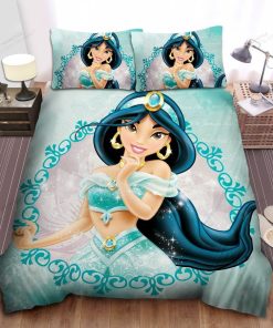 Disney Princess Jasmine In Sparkling Dress & Jewelries Bed Sheets Duvet Cover Bedding Sets