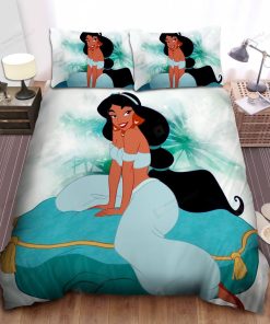 Disney Princess Jasmine Sitting On Huge Pillow Bed Sheets Spread Comforter Duvet Cover Bedding Sets