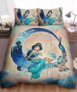 Disney Princess Jasmine Sitting On The Moon Art Bed Sheets Spread Comforter Duvet Cover Bedding Sets