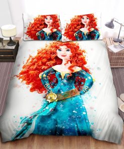 Disney Princess Merida Watercolor Art Bed Sheet Duvet Cover Bedding Sets