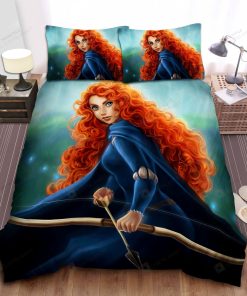 Disney Princess Merida With Her Bow And Arrow Illustration Bed Sheet Spread Comforter Duvet Cover Bedding Sets