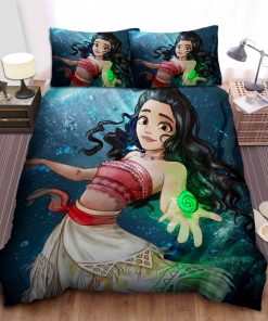 Disney Princess Moana And Green Stone Bed Sheet Spread Comforter Duvet Cover Bedding Sets
