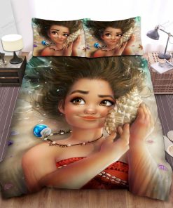 Disney Princess Moana Beautiful Digital Art Bed Sheet Spread Comforter Duvet Cover Bedding Sets