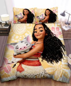 Disney Princess Moana Holding A Cute Pig Bed Sheet Duvet Cover Bedding Sets