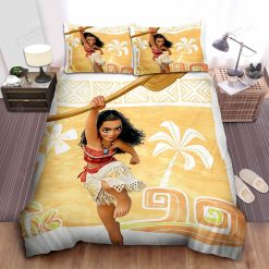 Disney Princess Moana With Rune Art Background Bed Sheet Spread Comforter Duvet Cover Bedding Sets