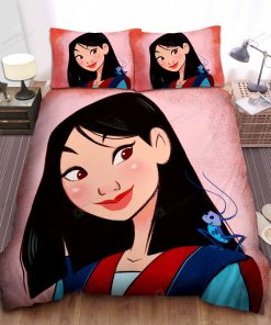 Disney Princess Mulan And Cri-Kee Drawing Bed Sheets Spread Comforter Duvet Cover Bedding Sets