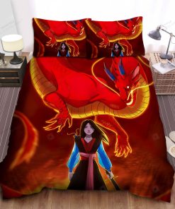 Disney Princess Mulan And The Big Red Dragon Bed Sheets Spread Comforter Duvet Cover Bedding Sets